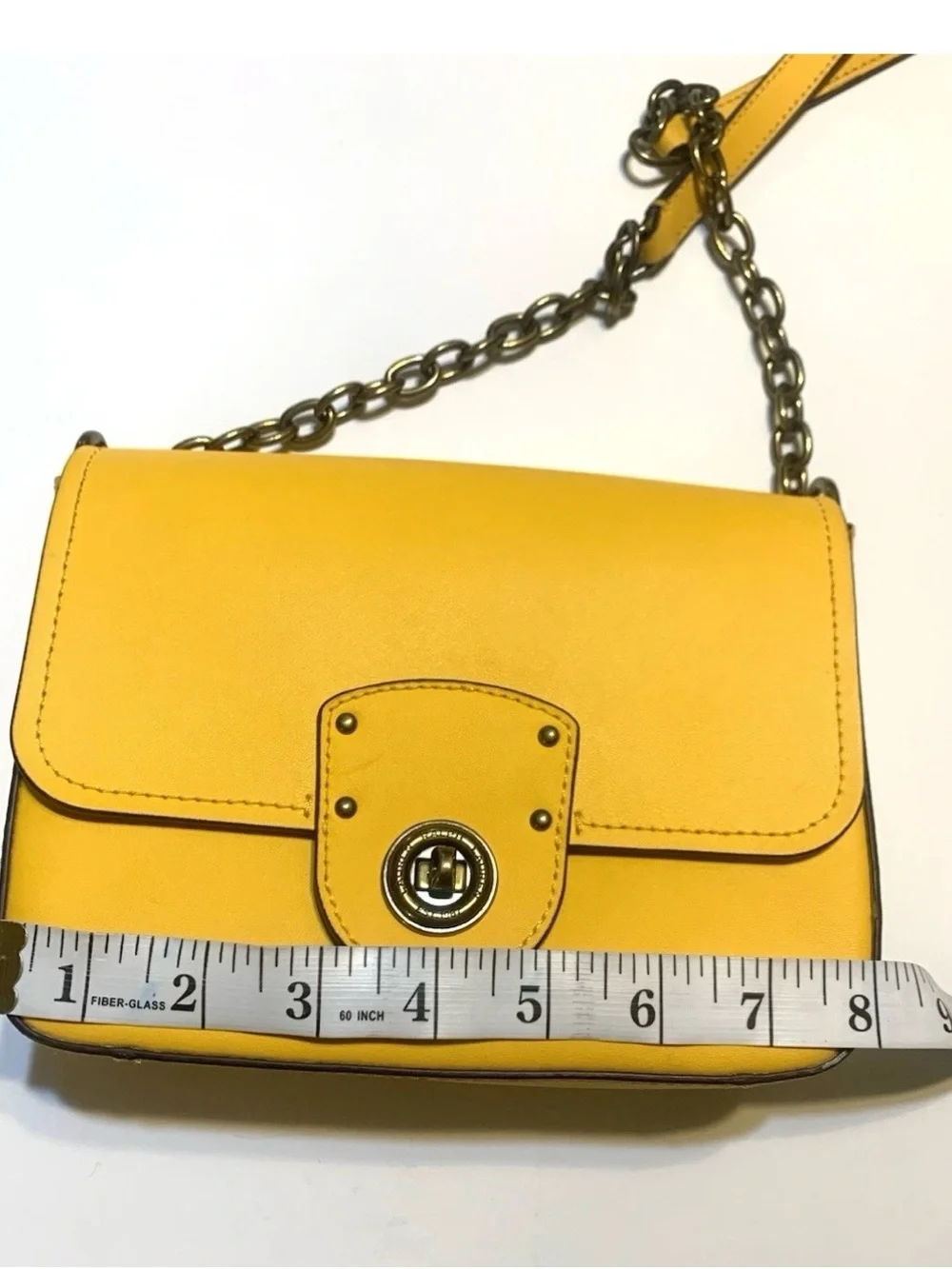 Ralph Lauren Yellow Leather Crossbody Bag with Turn-Lock Closure